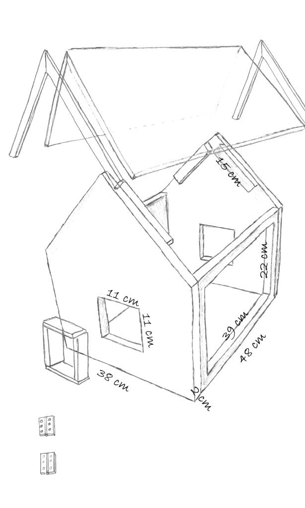 hus 1 med tag og spær og karm og hængsler