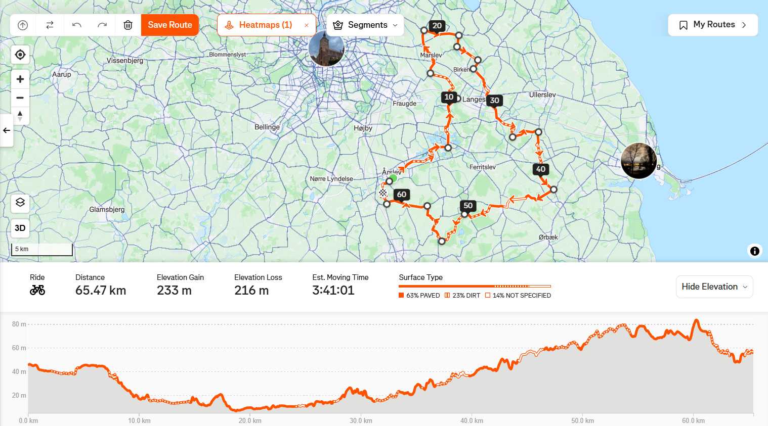 65 km gravel nord-øst